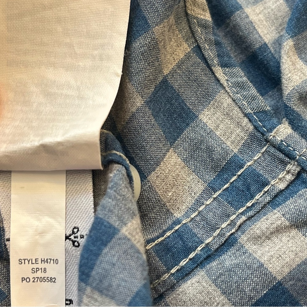 Jcrew Shirt Mens Small Blue Gray Gingham Check Plaid Button Up Stretch Classic - Picture 5 of 8